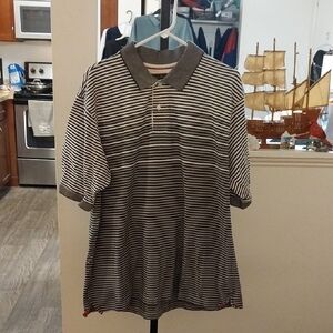 Classic Black and White Striped Polo Shirt